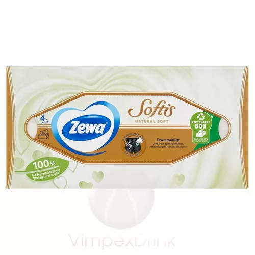 Zewa Softis 4rét.dob. papír zsebkendő NaturalSoft 80 db Új
