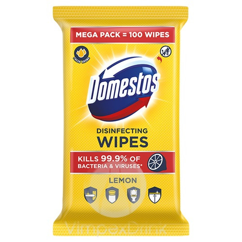 Domestos fert. törlőkendő 100db Lemon