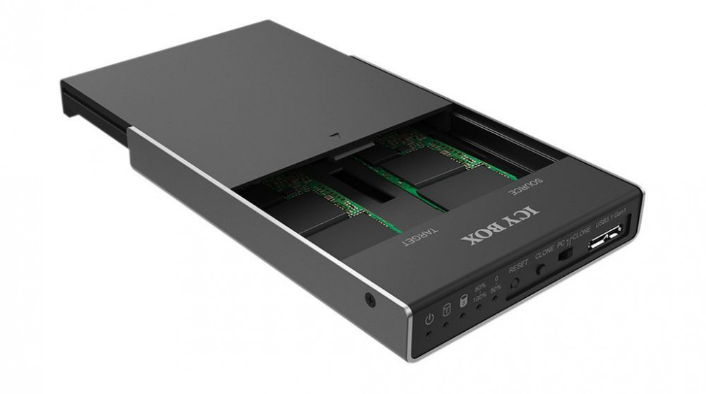 Raidsonic IcyBox IB-2812CL-U3 Cloning enclosure for 2x M.2 SSD with USB 3.0 Type-A interface
