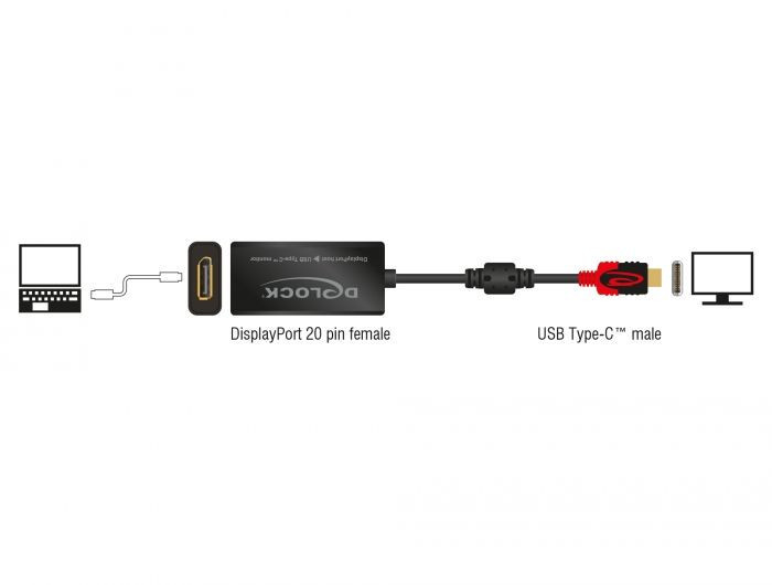 DeLock DisplayPort Adapter for a USB Type-C monitor 4K 60Hz Black