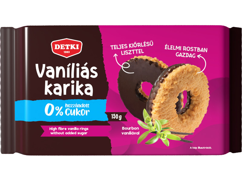 Detki 150g Vaníliás karika HCN 150g Étbevonóval félig mártva
