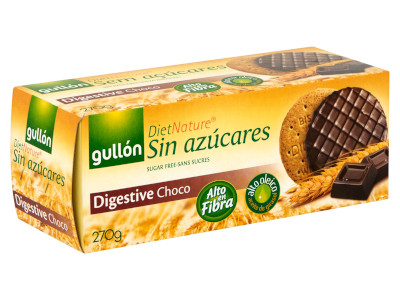 Gullón 270g Digestive korpás cukormentes csokoládés keksz 4326
