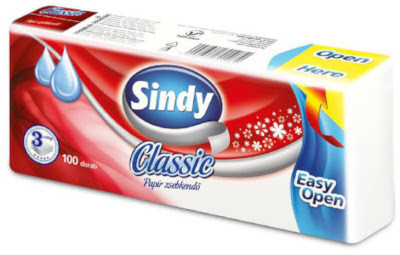 Sindy papírzsebkendő 100db 3 réteg Classic Sindy papírzsebkendő 100db 3 réteg Classic