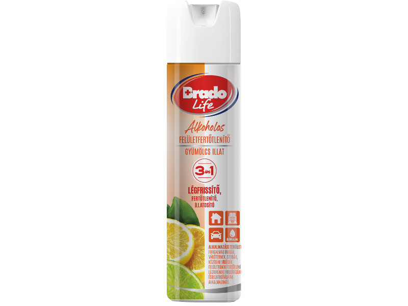 BradoLife felületfertőtlenítő és légfrissítő 300ml Gyümölcs BradoLife felületfertőtlenítő és légfrissítő 300ml Gyümölcs