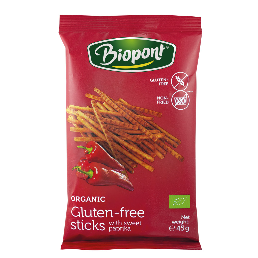 Biopont bio gluténmentes sóspálcika paprikás 45 g Biopont bio gluténmentes sóspálcika paprikás 45 g