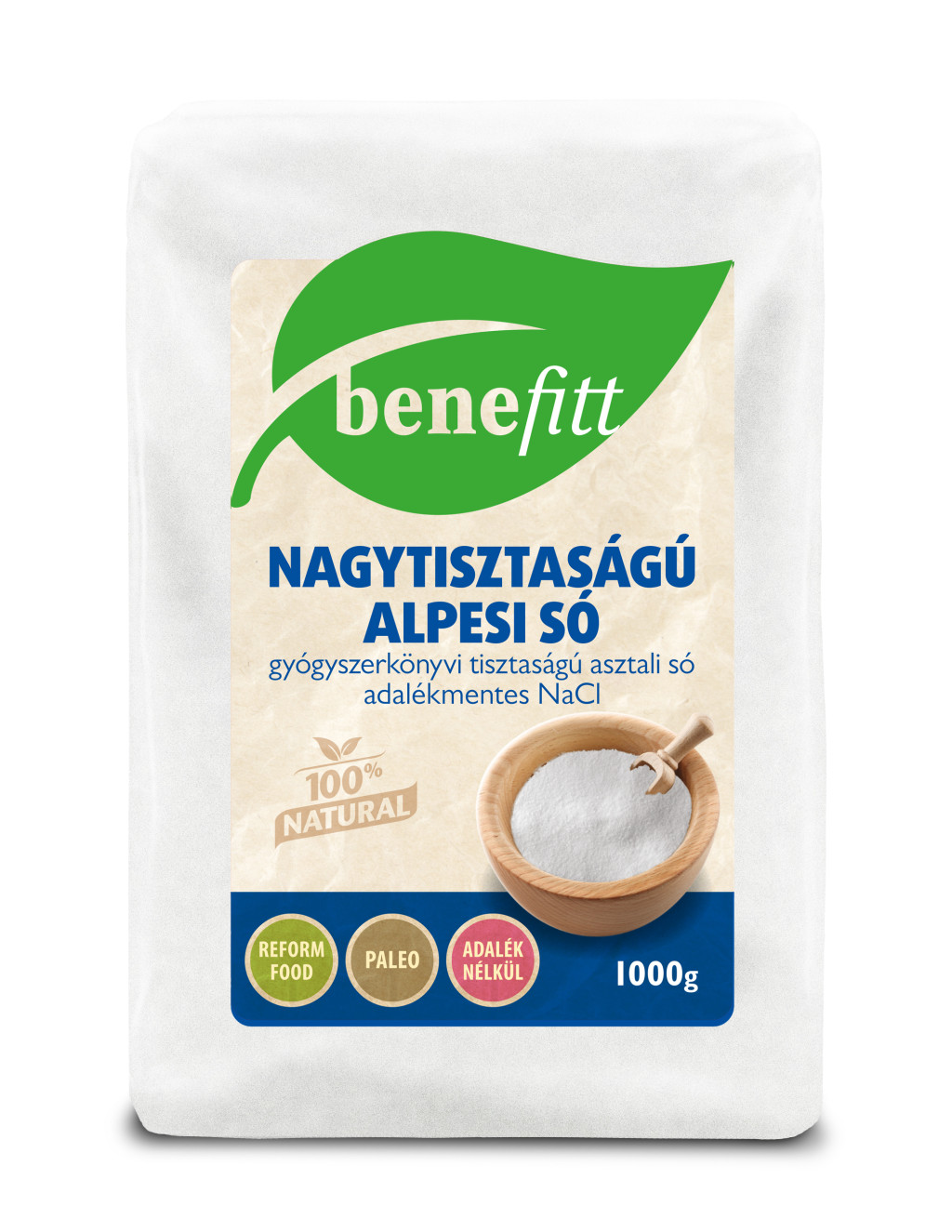 Benefitt nagytisztaságú alpesi só 1000 g Benefitt nagytisztaságú alpesi só 1000 g
