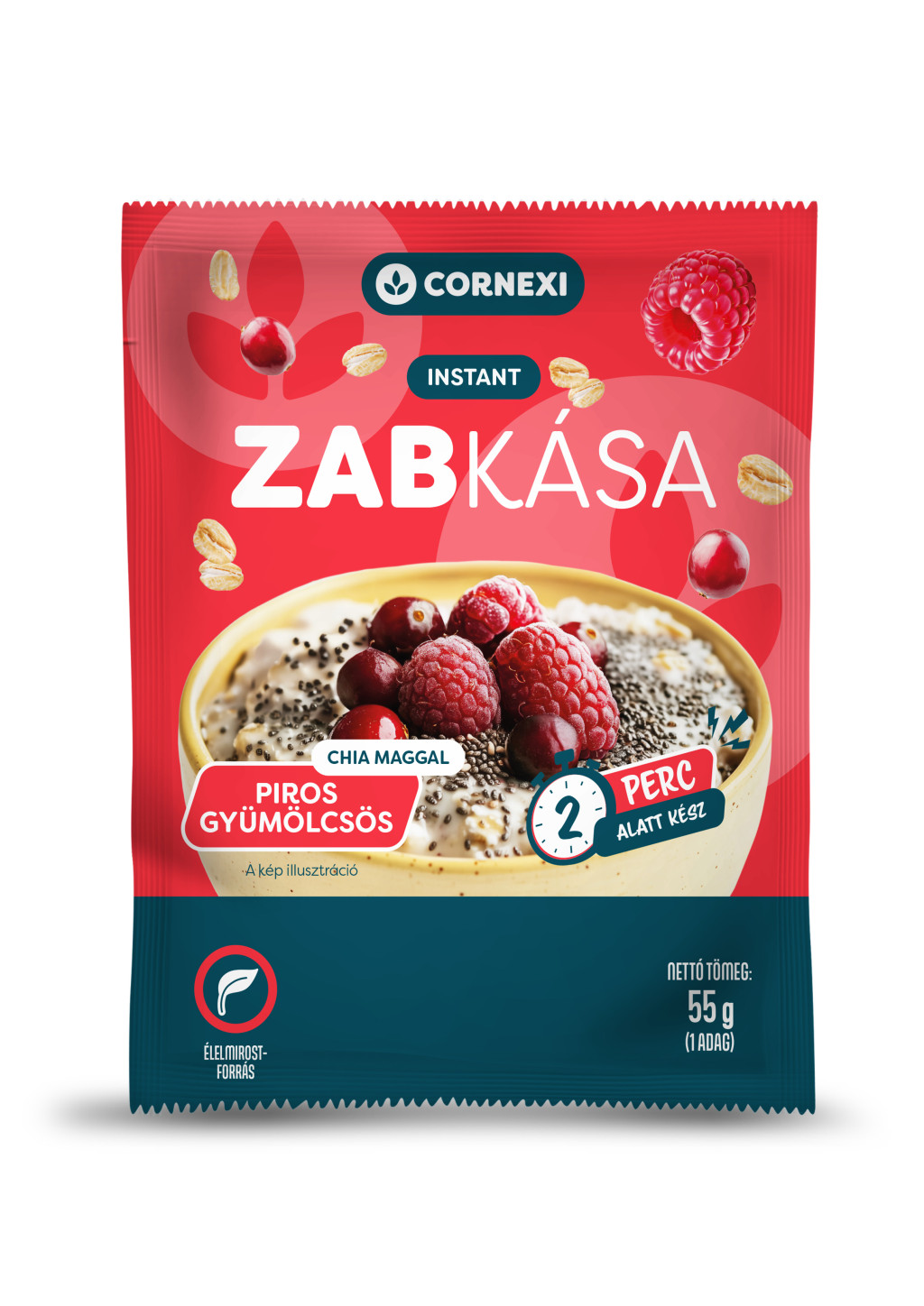 Cornexi zabkása piros gyümölcsökkel, chia maggal 55 g Cornexi zabkása piros gyümölcsökkel, chia maggal 55 g