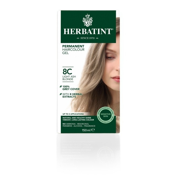 Herbatint 8c világos hamvas szőke tartós növényi hajfesték 170 ml