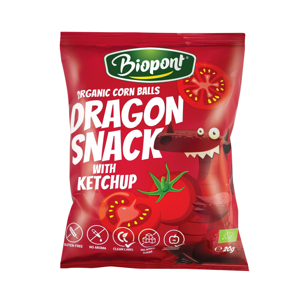 Biopont bio dragon flips, extrudált kukorica ketchupos 20 g